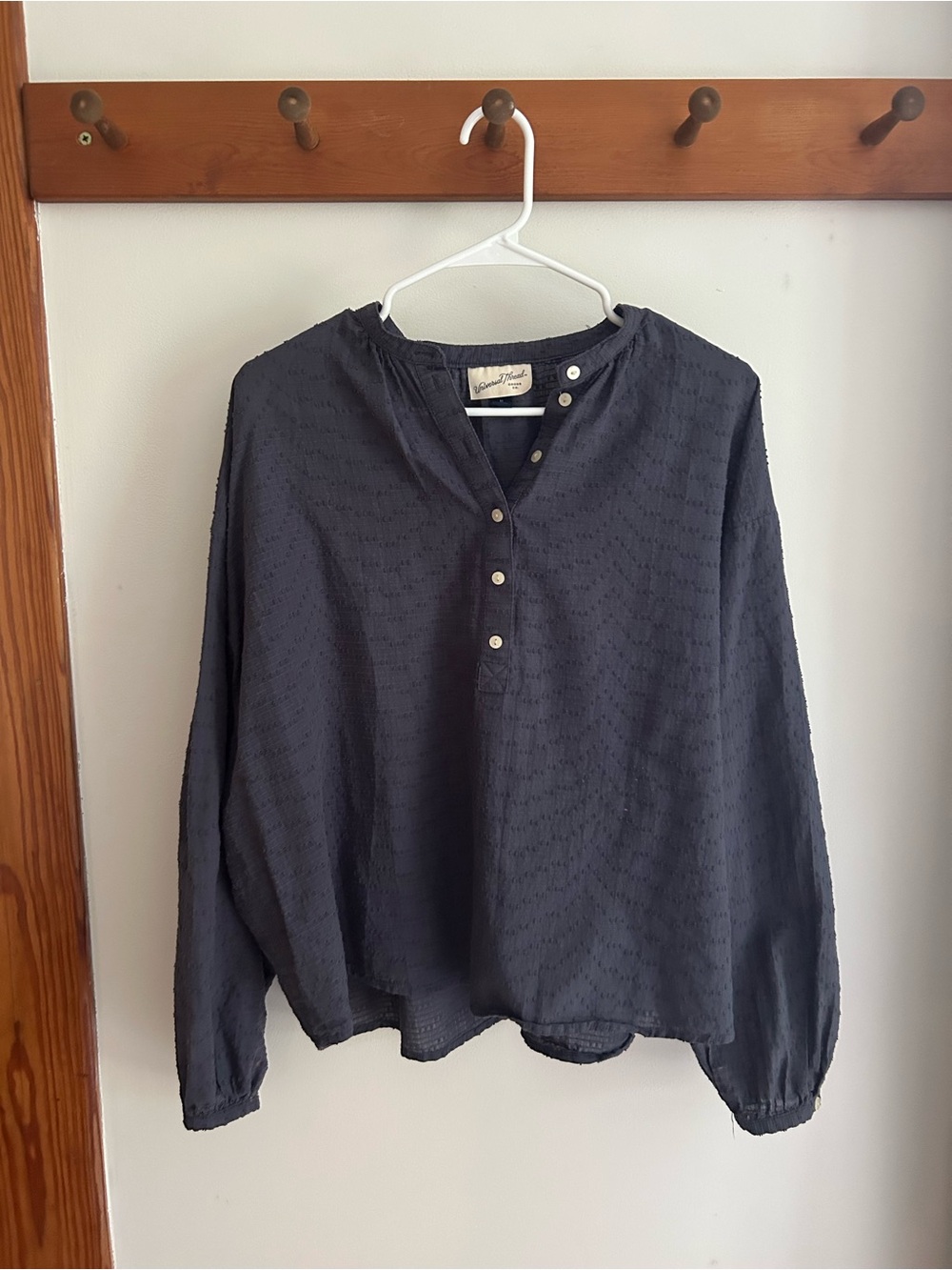 Universal Thread Navy Textured Henley Button Blouse
